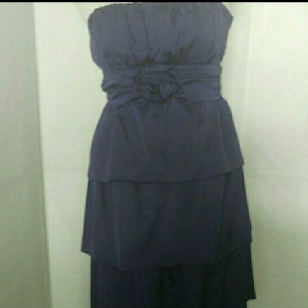 Kitty purple strapless flounce tier mini dress